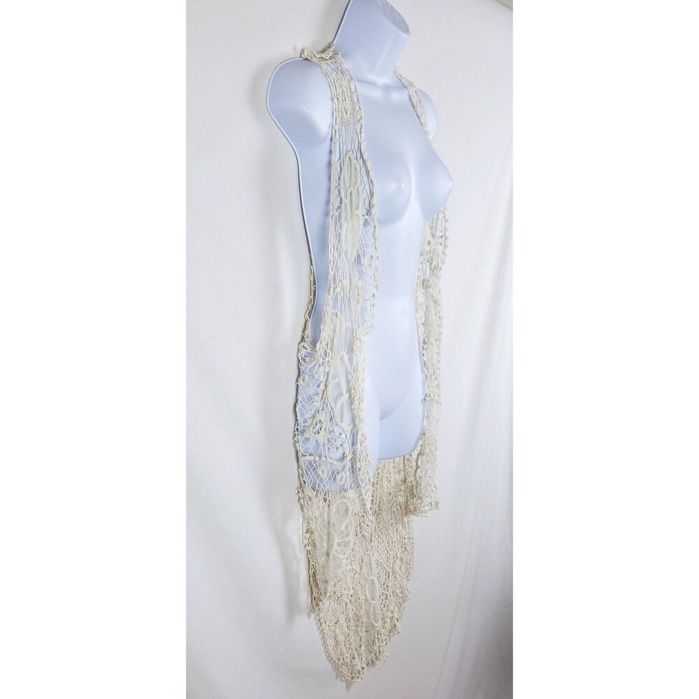 Vivid Collection of NY Crochet Lace Vest Womens One-Size Cream Festival Boho